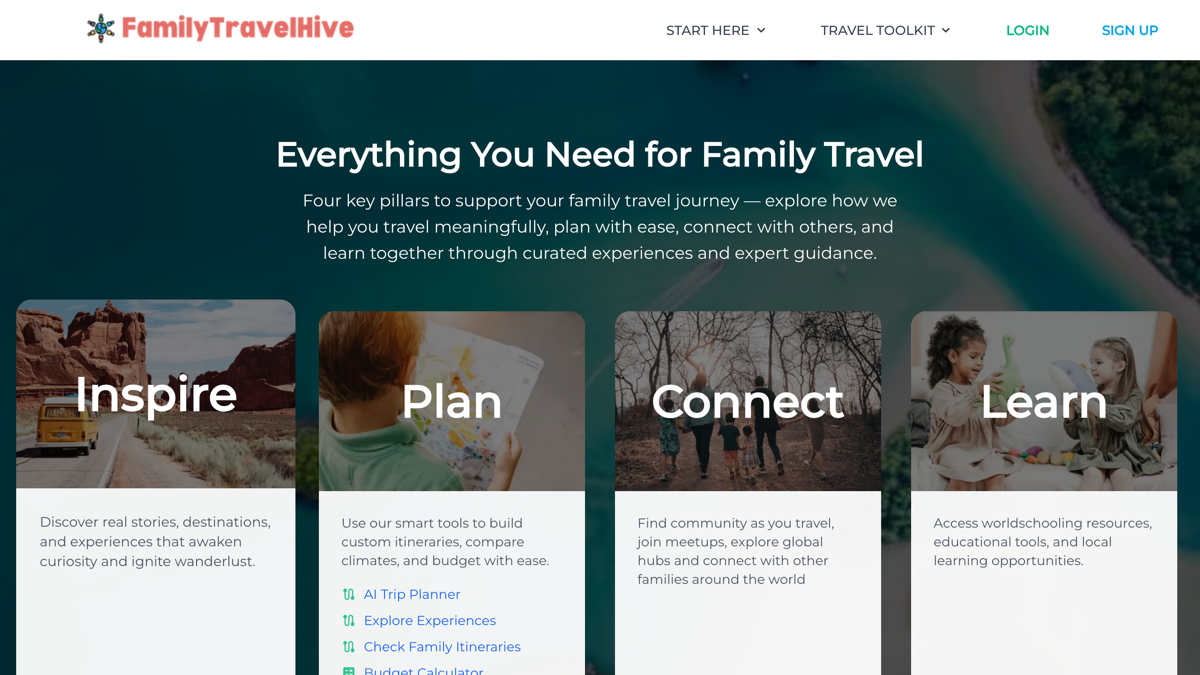 FamilyTravelHive homepage